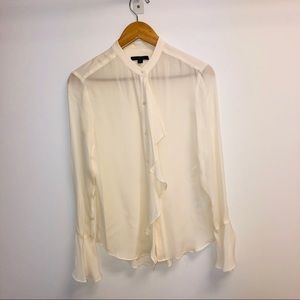 Rachel Zoe ruffle front silk blouse